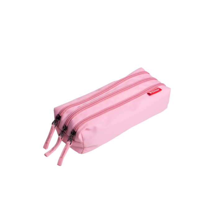 Enri Estuche con 3 Cremalleras  - Color Rosa