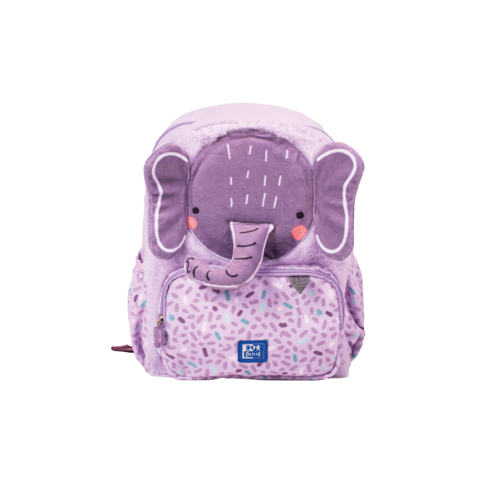 Oxford Kids Mochila Infantil 8.5L Tacto Suave Peluche - Diseño de Ellie Elefante - Ideal para Niños Pequeños - Espaciosa y Comoda - Colores Surtidos
