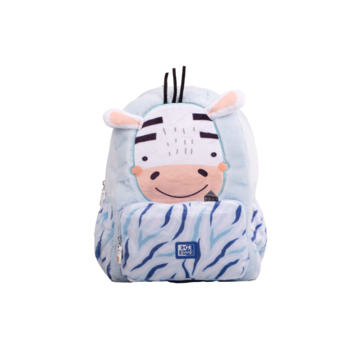 Oxford Kids Mochila Infantil 8.5L Tacto Suave Peluche Surtido Zoe Cebra - Diseño Divertido de Cebra - Tacto Suave de Peluche - Capacidad de 8.5L - Ideal para Niños