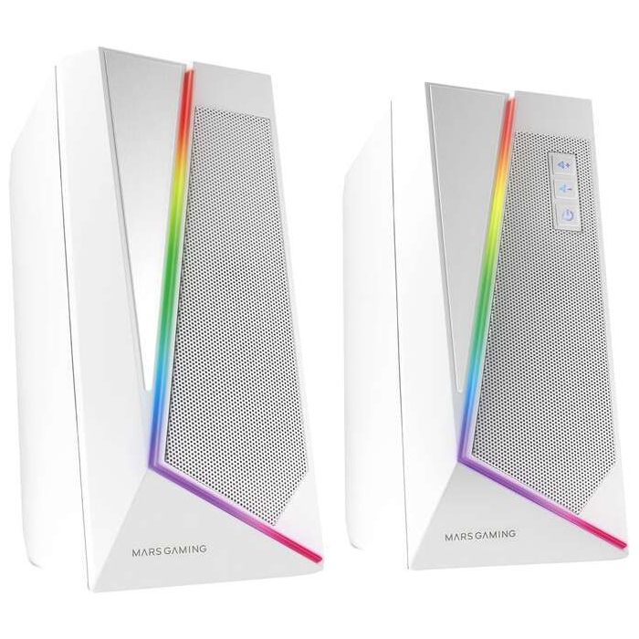 Mars Gaming Altavoces Impactantes 20W DSP RGB Bluetooth 5.0 - USB Alimentacion - Espacialidad Multi-Nivel - Iluminacion Dinamica - Compactos - Color Blanco
