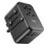 XO Adaptador de Viaje Universal - Conexiones para mas de 150 Paises - Salida de hasta 2500W - Puerto USB-C de 65W - Salida de Cinco Puertos - Color Negro