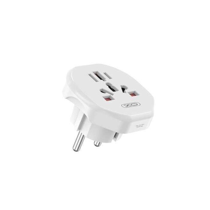 XO Enchufe de Pared Universal - Proteccion Infantil - 250V - 10Amp - 2500W - 58.2x55.6x49.4mm - Color Blanco