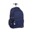 Milan Serie 1918 Mochila Escolar 25L con Carro Integrado y Mango Metalico Retractil - 3 Bolsillos Delanteros + 2 Bolsillos Laterales - Tamaño 46,5x30x17cm - Color Azul Oscuro