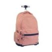Milan Serie 1918 Mochila Escolar 25L con Carro Integrado y Mango Metalico Retractil - 3 Bolsillos Delanteros + 2 Bolsillos Laterales - Tamaño 46,5x30x17cm - Color Rosa