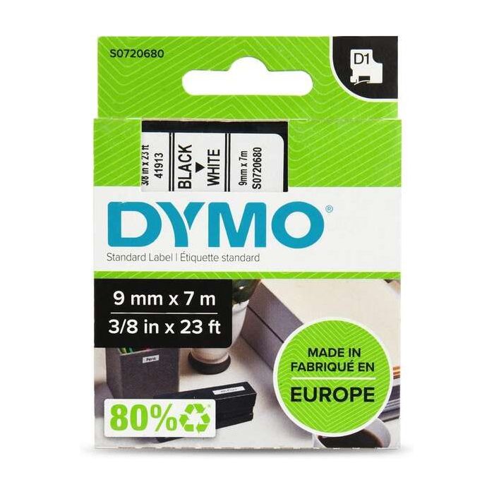 Dymo D1 40913 Cinta de Etiquetas Original para Rotuladora - Texto negro sobre fondo blanco - Ancho 9mm x 7 metros - S0720680