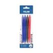 Milan P1 Touch Pack de 4 Boligrafos de Bola Retractiles - Punta Redonda 1mm - Tinta con Base de Aceite - Escritura Suave - 1.200m de Escritura - Color Azul x2, Negro y Rojo