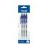 Milan P1 Pack de 3 Boligrafos de Bola Retractiles - Punta Redonda 1mm - Cuerpo Transparente - Color Azul