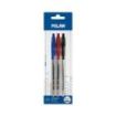 Milan P1 Pack de 3 Boligrafos de Bola Retractiles - Punta Redonda 1mm - Cuerpo Transparente - Color Azul, Negro y Rojo