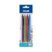 Milan P1 Touch Colours Pack de 4 Boligrafos de Bola Retractiles - Punta Redonda 1mm - Tinta con Base de Aceite - Escritura Suave - 1.200m de Escritura - Color Azul Claro, Verde Claro, Lila y Rosa