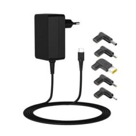 Leotec Cargador Universal para Portatil 45W USB-C Power Delivery 3.0 - 5 Conectores Diferentes - Proteccion de Sobrecarga y Cortocircuito