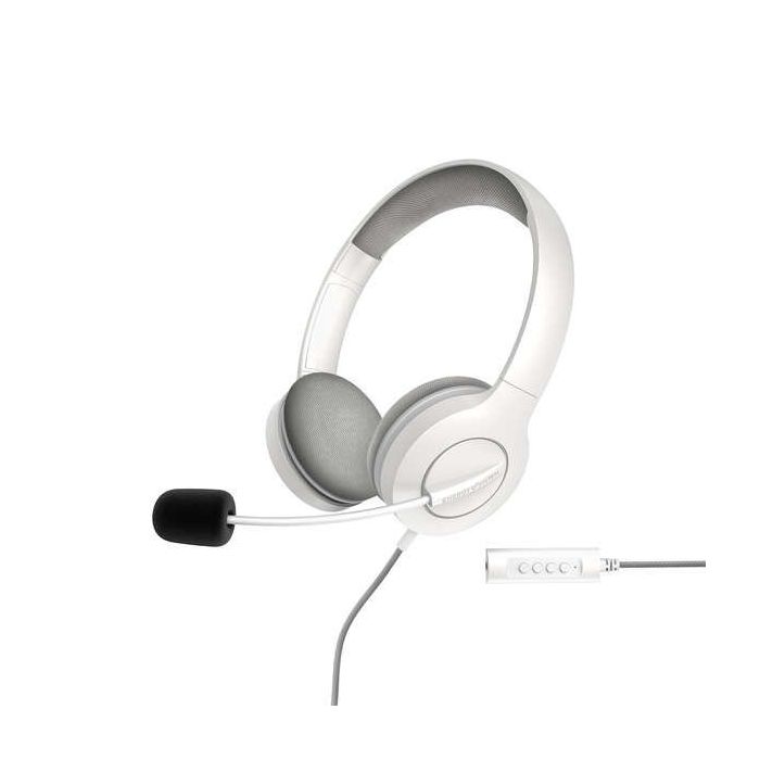Energy Sistem Auriculares Office 3 - USB y 3.5mm Plug - Control de Volumen y Silencio - Brazo Retractil Microfono - Color Blanco