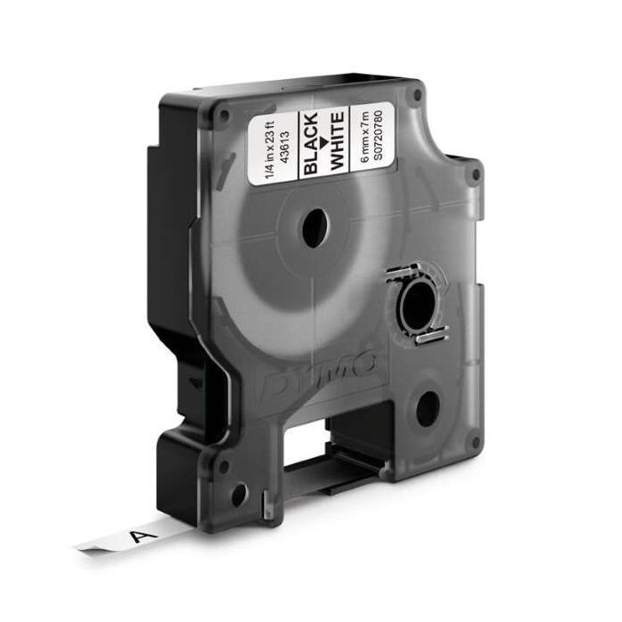 Dymo D1 Cinta de Etiquetas Original para Rotuladora - Texto negro sobre fondo blanco - Ancho 6mm x 7 metros - S0720780