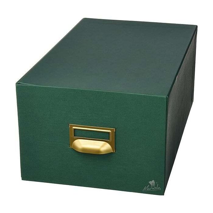 Mariola Fichero Carton Forrado en Geltex Nº5 para 500 Fichas - Medidas 250x190x250mm - Resistente y Duradero - Color Verde