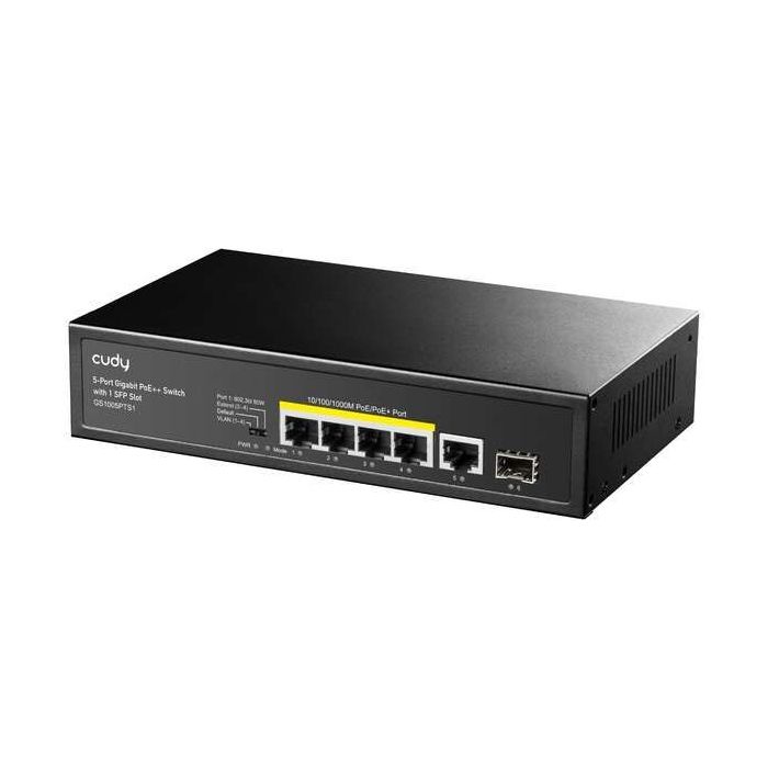 Cudy GS1005PTS1 Switch Gigabit PoE+ de 5 Puertos con 1 Puertos SFP