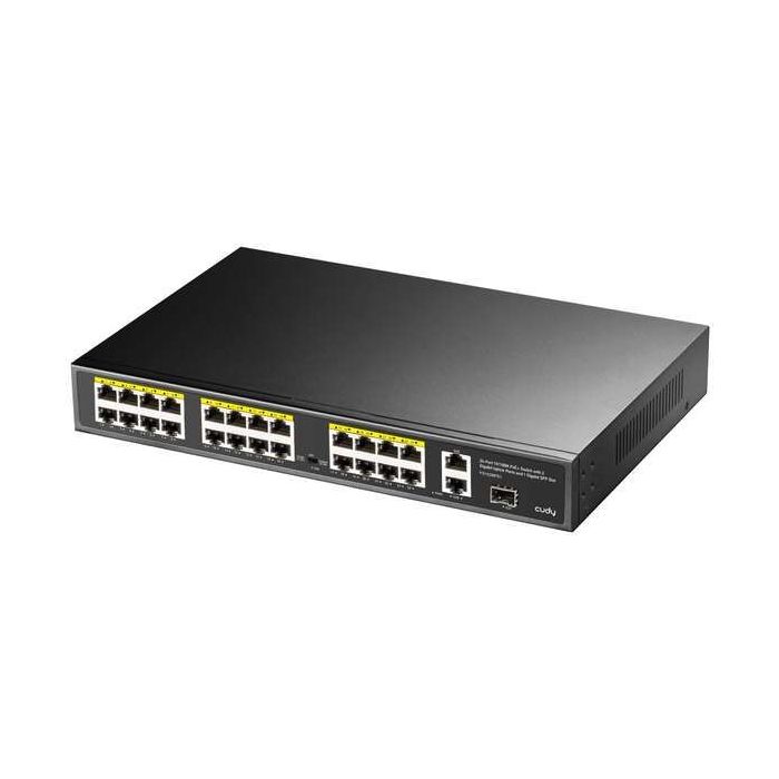 Cudy FS1026PS1 Switch Gigabit de 24 puertos PoE+ de 10/100 Mbits + 2 Puerto de Enlace Ascendente Gigabit + 1 Ranura SFP de 1,25 Gbps