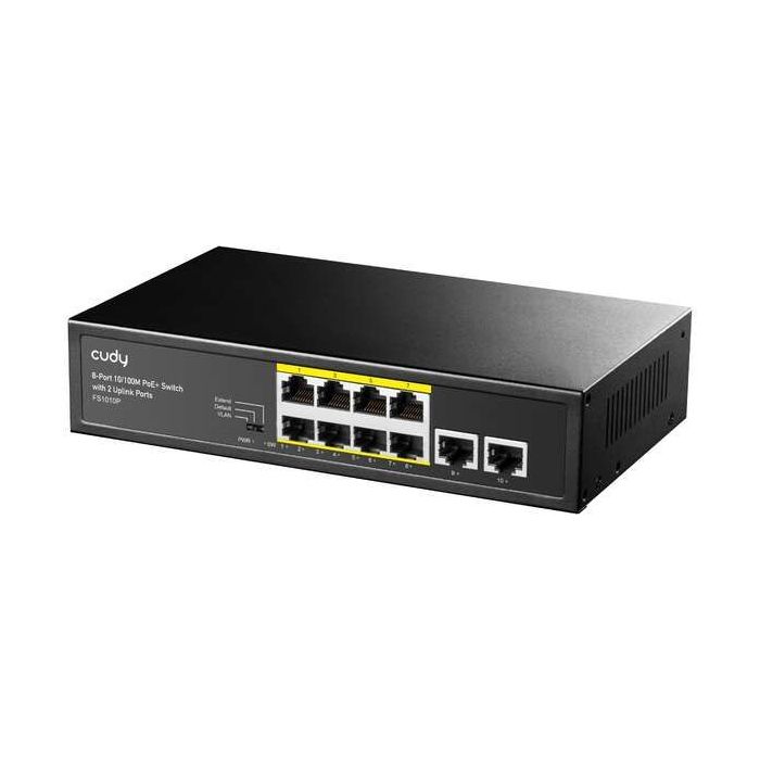 Cudy FS1010P Switch PoE+ de 8 Puertos 10/100M con 2 Puertos de Enlace Ascendente