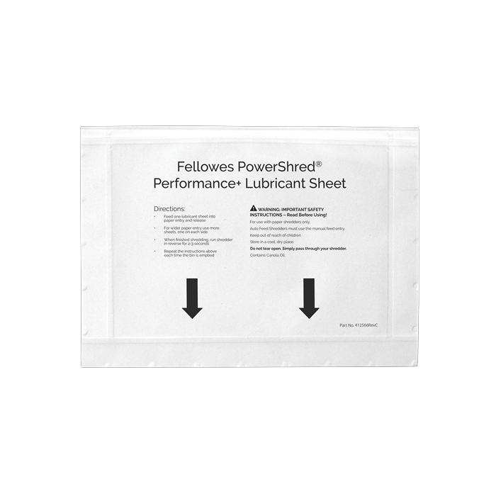 Fellowes Pack de 10 Unidades Hojas Lubricantes para Destructoras - Mejora Rendimiento y Evita Atascos - Aceite Vegetal - Compatible con Todas Las Marcas - para Corte en Particulas, Minicorte y Microcorte