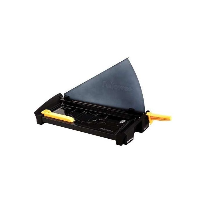 Fellowes Guillotina de uso Continuo para Mediana Empresa - Cuchilla de Corte en Acero Inoxidable - Capacidad de Corte 20 Hojas - Preensamblada y Plegable - Guias de Corte con Formatos Din