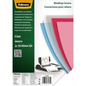 Fellowes Pack de 100 Portadas de Polietileno Transparentes para Documentos A4 - Grosor 200 Micras - para Encuadernadoras de Espiral o Canutillo