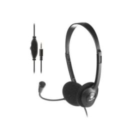 NGS Auriculares con Cable para Portatil - Microfono Ajustable - Diadema Ajustable - Control de Volumen - Conexion de Audio de 3.5mm - Color Negro