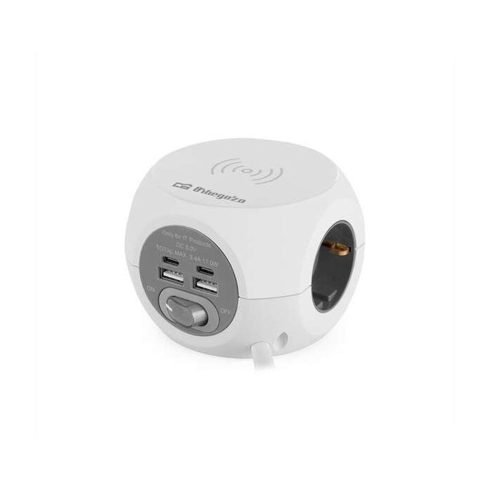 Orbegozo EN 4500 Enchufe 8 en 1 Carga Rapida Inalambrica - 3 Tomas de Tierra VDE - 2 USB - 2 USB-C - Cable 1.5M - Interruptor de Encendido/Apagado Ideal para Viajes