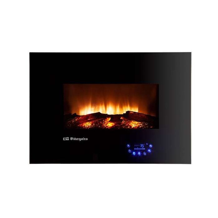 Orbegozo 8000 Chimenea Electrica Efecto Fuego Real - Potencia 1800W - Panel de Control Tactil - 5 Niveles de Intensidad de Llama - Programacion Semanal - Funcion de Seguridad - Mando a Distancia