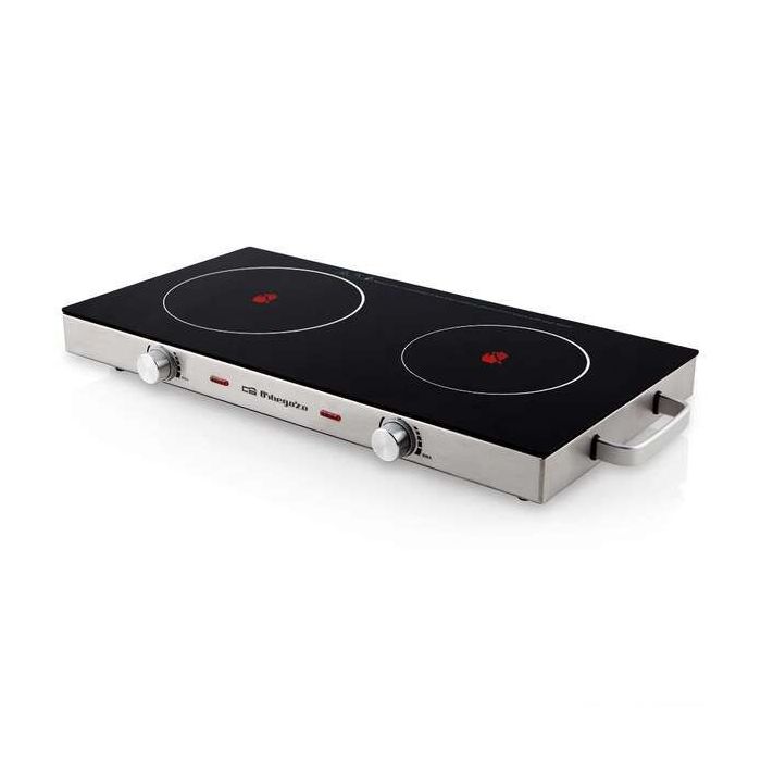 Orbegozo PCE 6000 Placa Vitroceramica Portatil - Potencia Total 2800W - Superficie de Cristal Templado Resistente - Termostato Regulable - Segura y Eficiente