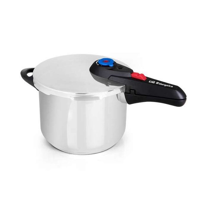 Orbegozo HP 8006 Olla a Presion de Acero Inoxidable 18/10 - Capacidad 8 Litros - Cinco Sistemas de Seguridad - Fondo Termo Difusor - Apto para Todo Tipo de Fuegos - Preserva Vitaminas y Sabores
