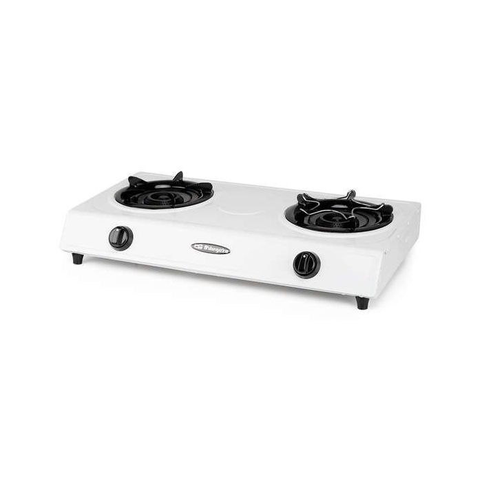 Orbegozo FO 2600 Hornillo a Gas Butano Blanco - Encendido Piezoelectrico - Dos Quemadores de Triple Corona - Uso Exterior - Combustible: Gas Butano/Propano