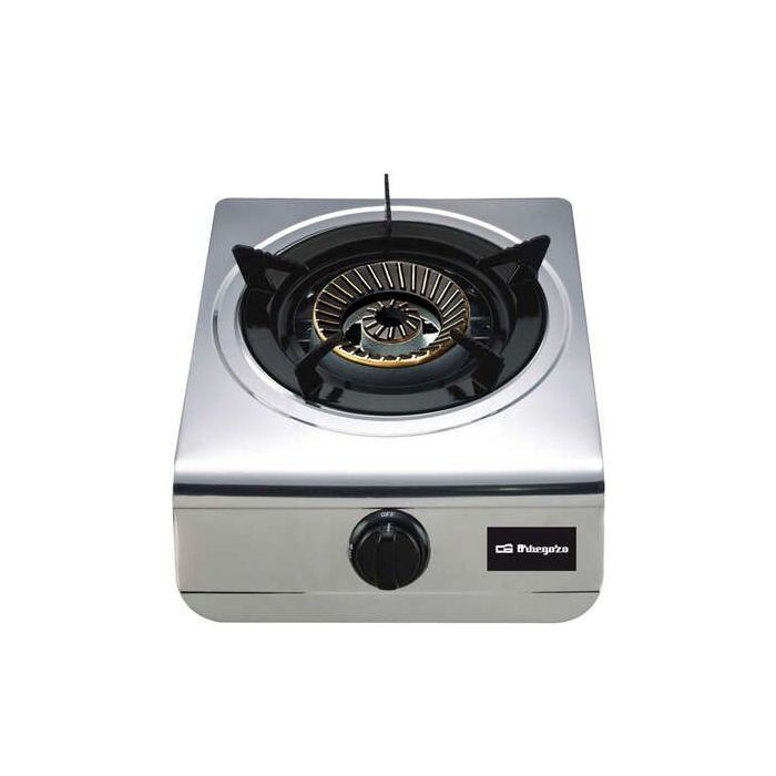 Orbegozo FO 1700 Hornillo a Gas Practico y Eficiente - Encendido Piezoelectrico - Quemador de Triple Corona - Cuerpo de Acero Inoxidable - Uso con Gas Butano o Propano