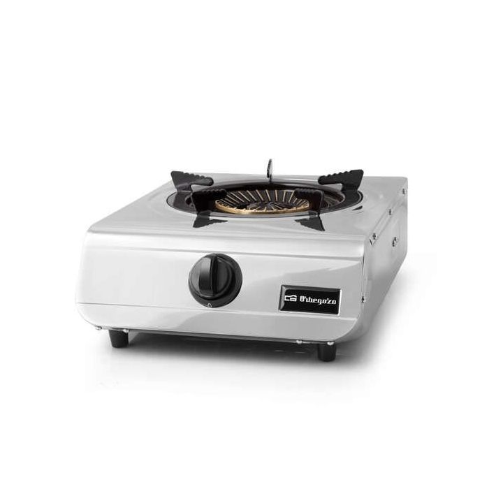 Orbegozo FO 1710 Hornillo a Gas Inoxidable - Quemador Triple Corona 4.3kW - Seguridad Termopar - Encendido Piezoelectrico - Compacto y Versatil