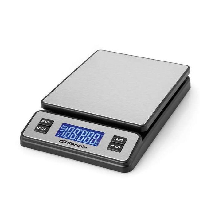 Orbegozo PC 3100 Bascula de Cocina Digital - Pantalla LCD - Capacidad 40kg - Conexion USB - Funcion Tara - Superficie Inox - Indicador Sobrecarga - Apagado Automatico