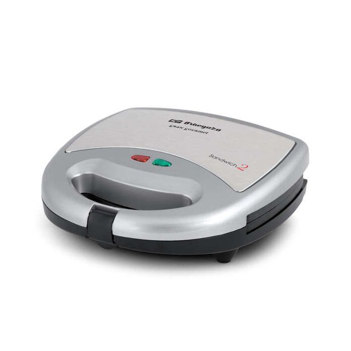 Orbegozo SW 6000 Sandwichera Compacta - para 2 Sandwiches - Revestimiento Antiadherente - Control de Temperatura - Potencia 800W - Diseño Compacto y Facil Almacenamiento
