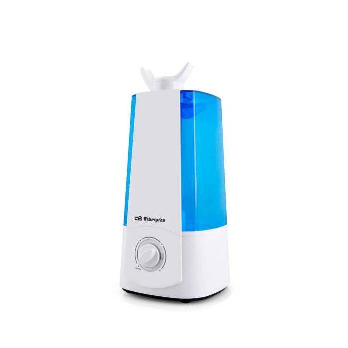 Orbegozo HU 2031 Humidificador Ultrasonico Vapor Frio - Regula Humedad - Purifica Aire - Cuida Piel - Doble Salida Ajustable - Auto-Apagado - Silencioso - Ideal para Espacios hasta 30M²