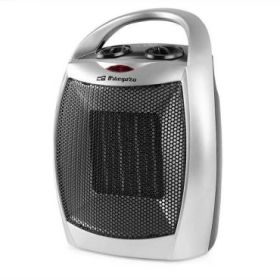 Orbegozo CR 5016 Calefactor Ceramico Silver - Termostato Ajustable - 2 Niveles de Potencia - Proteccion contra Sobrecalentamiento - Asa de Transporte