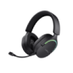 Trust GXT491 Fayzo Auriculares Gaming Bluetooth, USB 2.4Ghz - Iluminacion RGB - Microfono Extraible - Diadema Ajustable - Autonomia hasta 22h - Controles de Facil Acceso - Color Negro