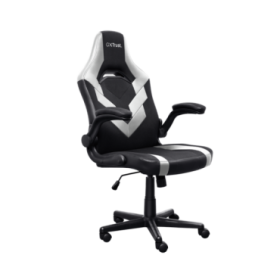 Trust GXT 703W Riye Silla Gaming - Reposabrazos - Ruedas de Nylon - Piston de Gas Clase 4 - Base Metal - Peso Max. 140Kg - Color Negro/Blanco