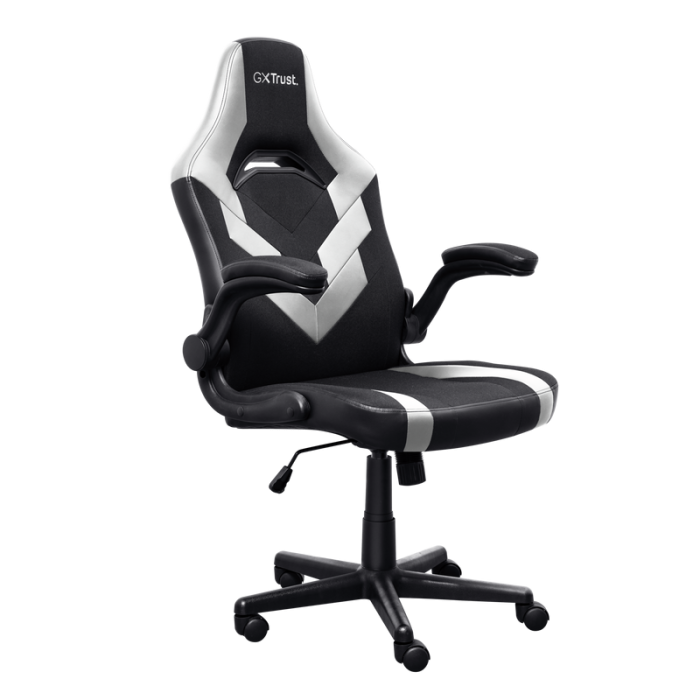 Trust GXT 703W Riye Silla Gaming - Reposabrazos - Ruedas de Nylon - Piston de Gas Clase 4 - Base Metal - Peso Max. 140Kg - Color Negro/Blanco