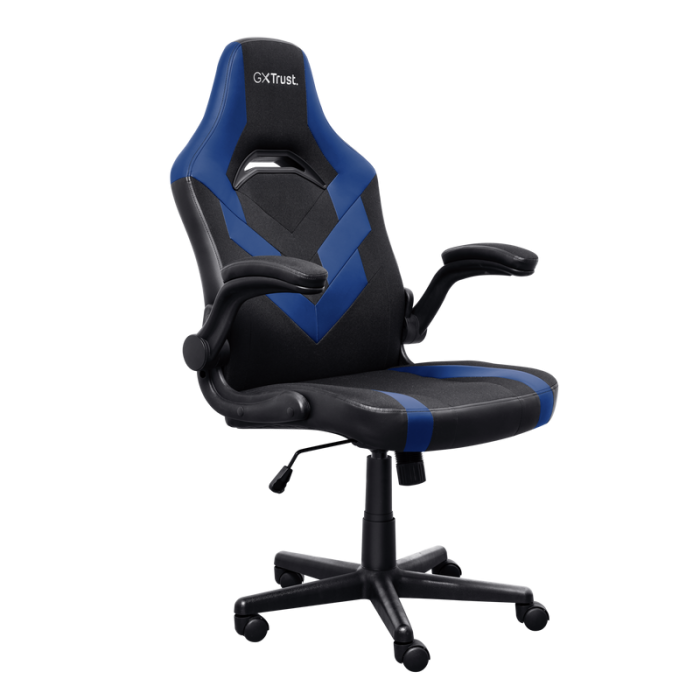 Trust GXT 703B Riye Silla Gaming - Reposabrazos - Ruedas de Nylon - Piston de Gas Clase 4 - Base Metal - Peso Max. 140Kg - Color Negro/Azul