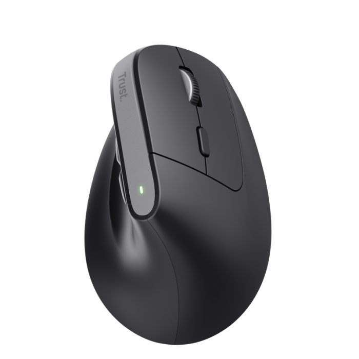 Trust Bayo+ Raton Ergonomico Inalambrico Recargable - 2400dpi - 6 Botones - Color Negro