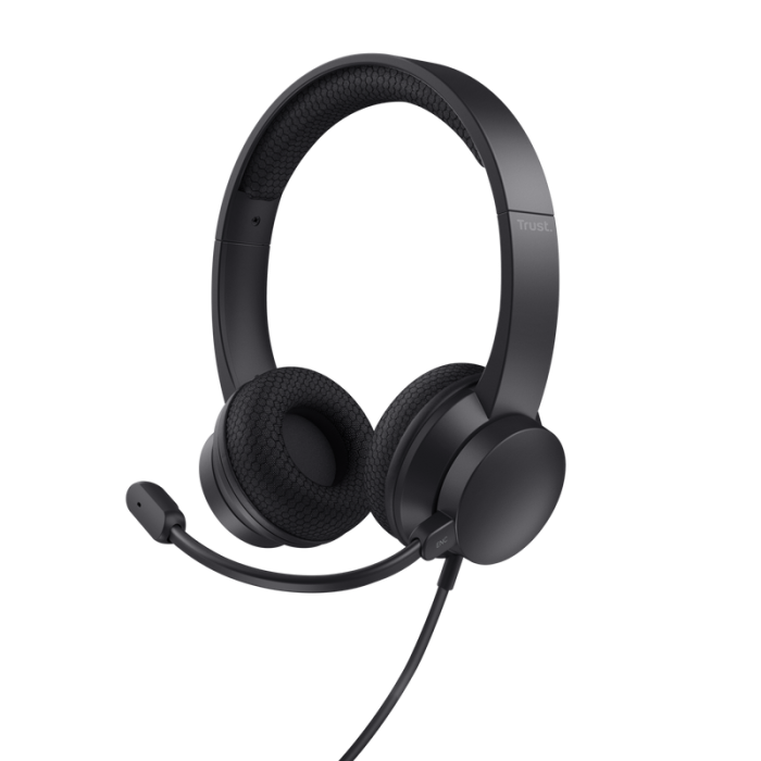 Trust Ayda Auriculares con Microfono USB - Cancelacion de Ruido - Diadema Ajustable - Controles en Auricular - Cable de 1.8m - Color Negro