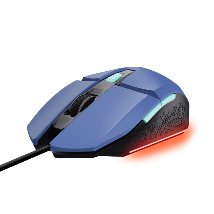 Trust Raton Gaming Iluminado Felox - Velocidad Ajustable hasta 6400 PPP - 3 Configuraciones LED Multicolor - 6 Botones Programables