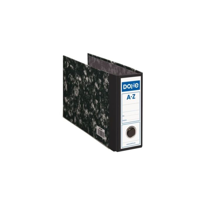 Dohe Archinovo Archivador Jaspeado de Palanca Cuarto Apaisado con Ollao - Carton Forrado con Papel Impreso - Cantoneras Metalicas - Color Negro Jaspeado