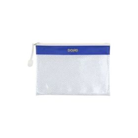 Dohe Bolsa Cremallera PVC - 24x17.5mm - Resistente al Agua - Ideal para Documentos A5 - Color Azul/Transparente