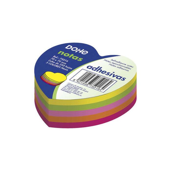 Dohe Cubos de Notas Reposicionables Neon - 75mm - Cubo de 250 Hojas - Papel de 75gr - Ideal para Oficina y Escuela