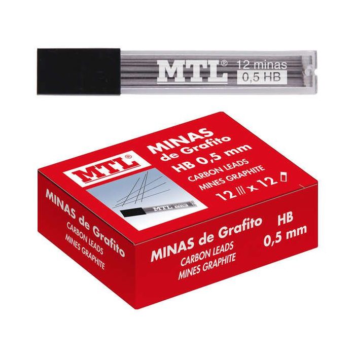 Dohe Minas de grafito para Portaminas Recargable - 0.5mm - Alta Resistencia a la Rotura - Trazo Intenso - Caja de 24 Tubos