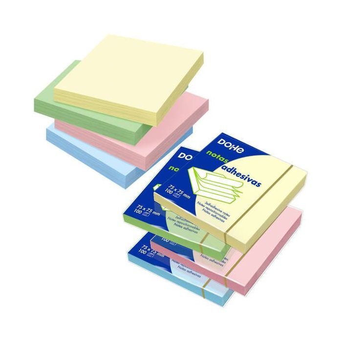 Dohe Bloc de Notas Reposicionables - 75 G/M - Paquete de 12 Blocs de 100 Notas - Colores Surtidos