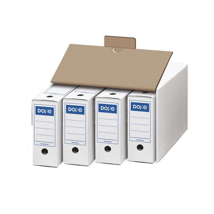 Dohe Archivo Definitivo Tamaño Folio - Capacidad para 4 Unidades - Fabricado en Carton Blanco de Primera Calidad