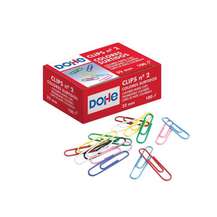 Dohe Clips Metalicos Plastificados - Numero 2 - Colores Surtidos - Resistente y Duradero