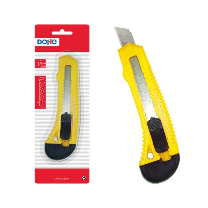 Dohe Cutter Resistente de Plastico - Cuchillas de Acero Tronzables - Sistema de Bloqueo de Cuchilla - Guia de Plastico